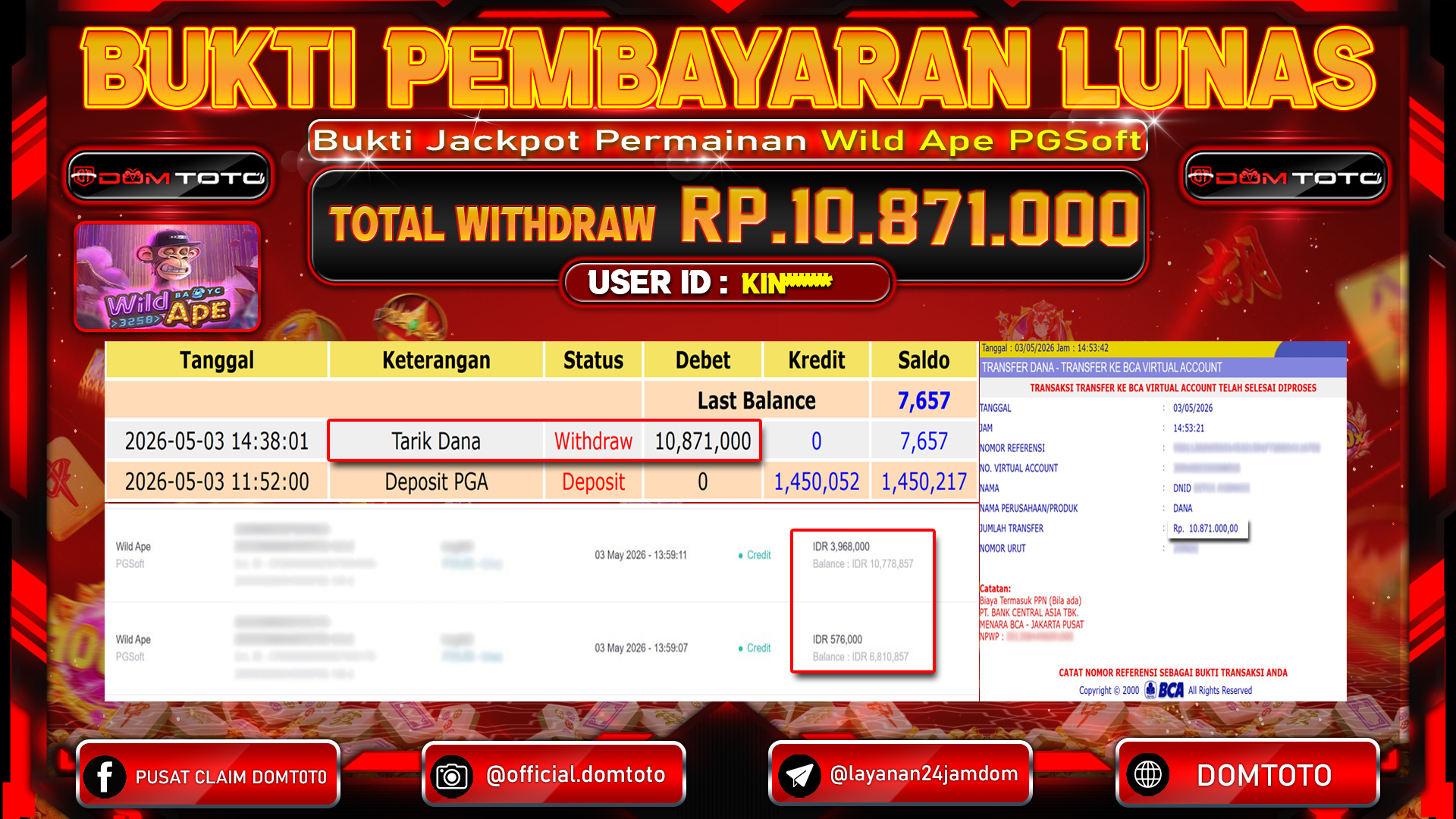 JACKPOT SLOT Wild Ape PGSoft 03 MAY 2026